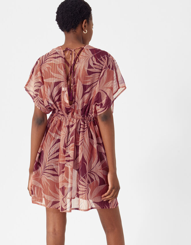Palm Print Chiffon Kaftan, Orange (RUST), large