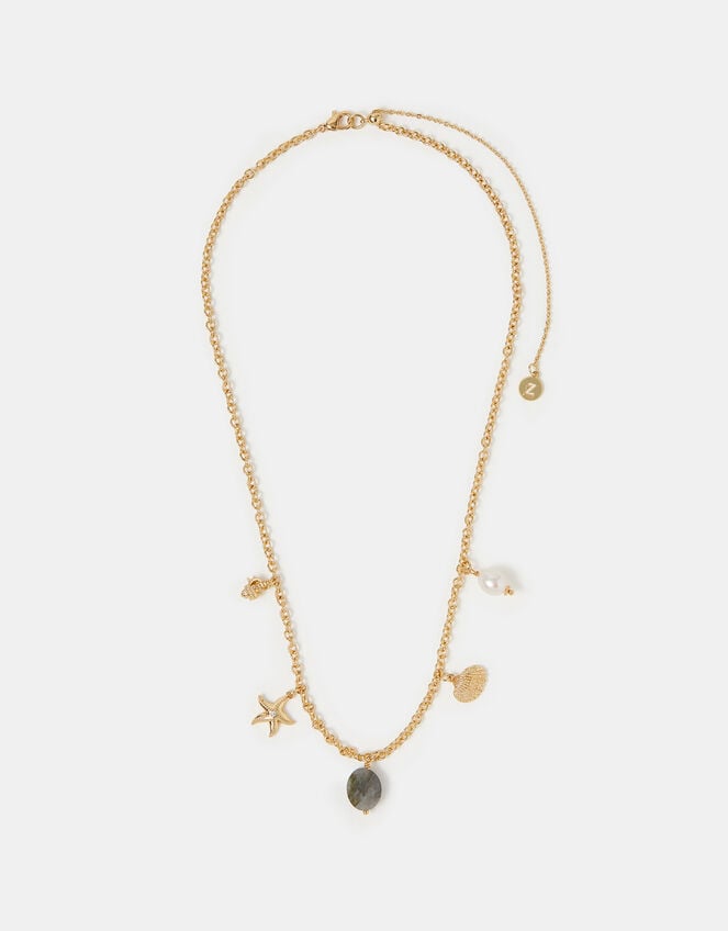 14ct Gold-Plated Ocean Charm Necklace, , large