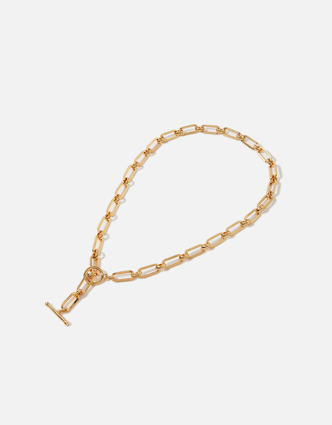 Gold-Plated Chunky Square Link Chain T-Bar Necklace | Z for Accessorize ...