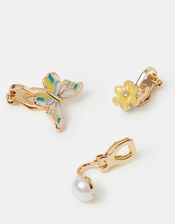 3-Pack Girls Butterfly Clip-On Earrings, , large