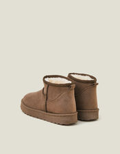 Girls Faux Fur-Lined Suedette Ankle Boots, Brown (CHOCOLATE), large