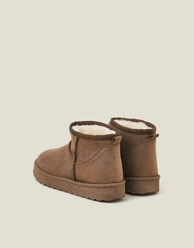 Girls Faux Fur-Lined Suedette Ankle Boots, Brown (CHOCOLATE), large