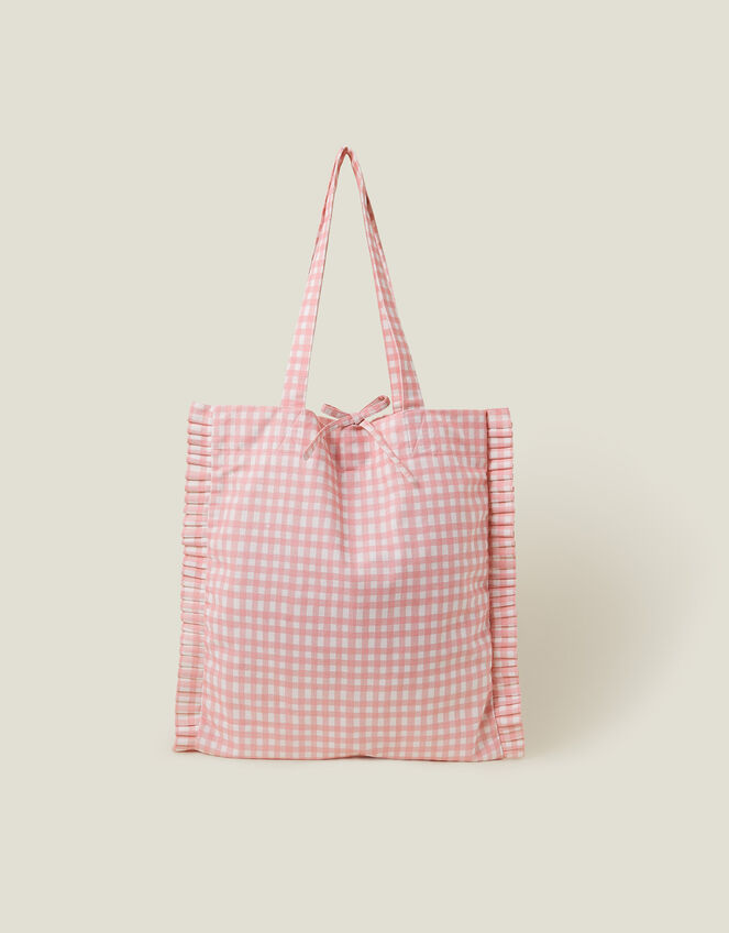 Gingham Shopper Bag, , large