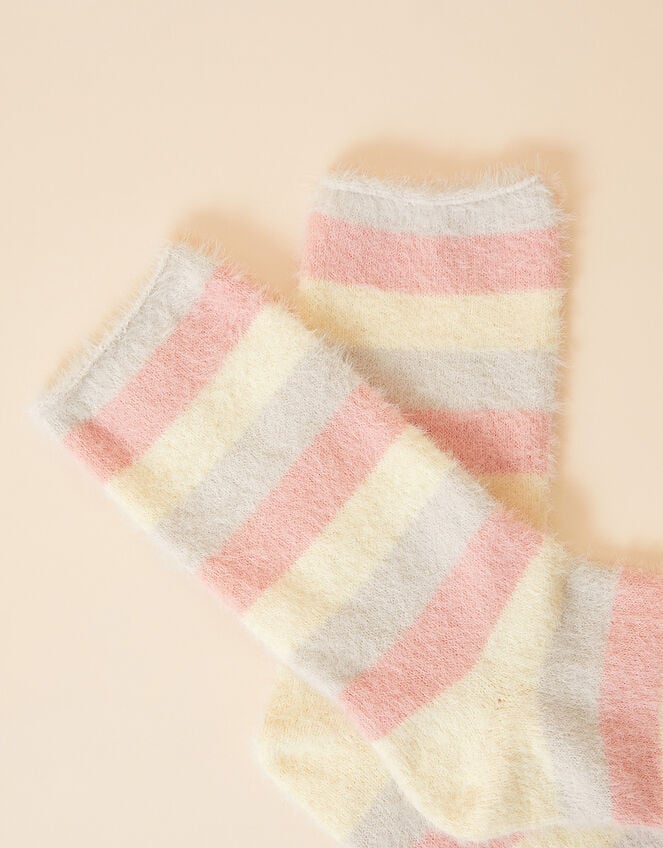 Pastel Stripe Cosy Socks, , large