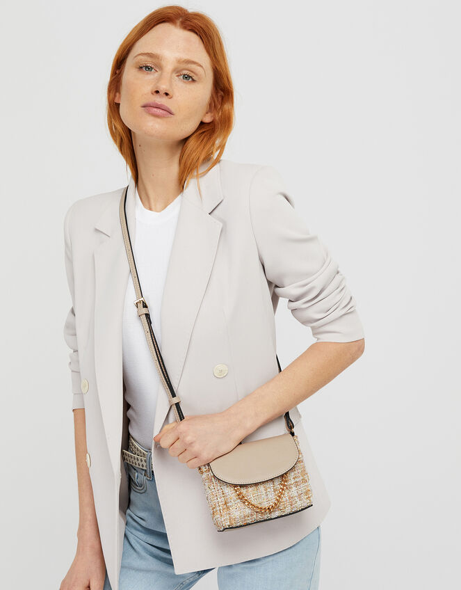 Meghan Metallic Tweed Cross-Body Bag, , large