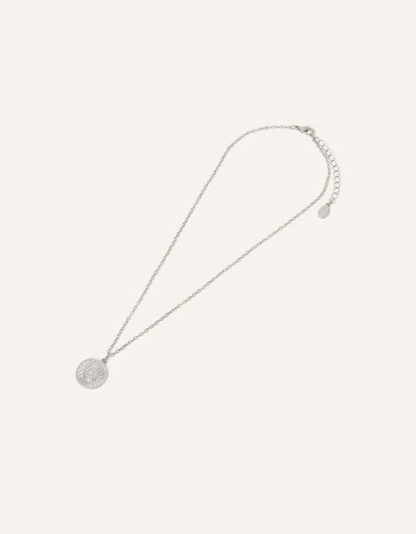 Filigree Coin Necklace, Silver (SILVER), large