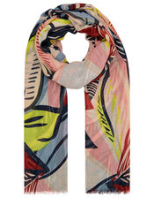 Abstract Printed Scarf in Recycled Polyester, , large