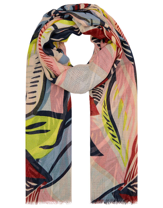 Abstract Printed Scarf in Recycled Polyester, , large