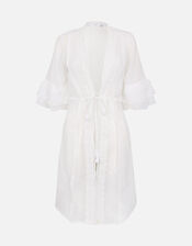Dobby Tiered Sleeve Kaftan, White (WHITE), large