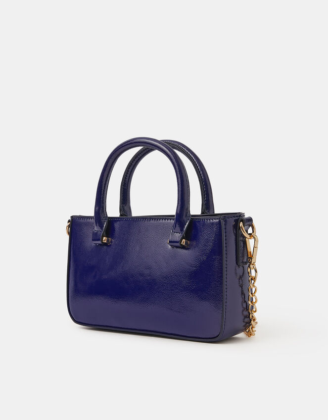 Patent Crossbody Handbag, Blue (NAVY), large