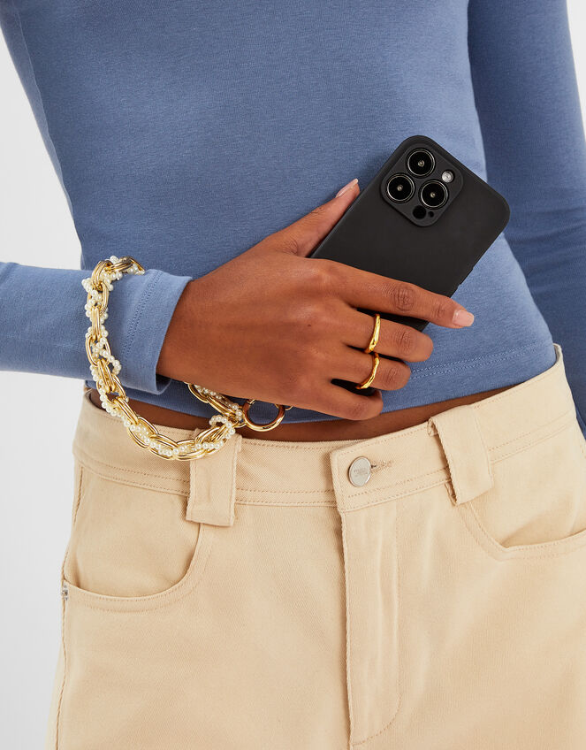 Pearl Beaded Chain Wrist Phone Strap, , large