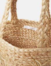 Starfish Embroidered Raffia Bag, , large