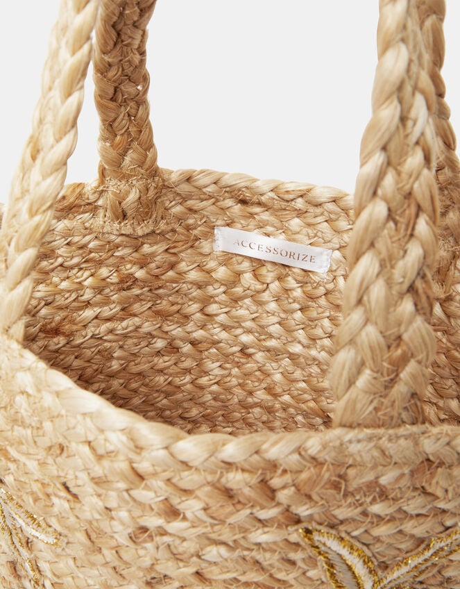 Starfish Embroidered Raffia Bag, , large