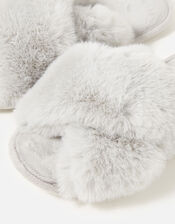 Luxe Faux Fur Sliders, Grey (GREY), large