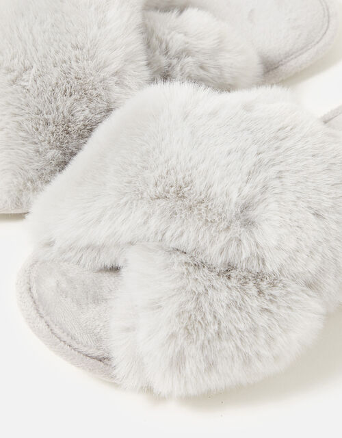 Luxe Faux Fur Sliders, Grey (GREY), large