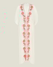 Floral Embroidered Kaftan, Cream (CREAM), large