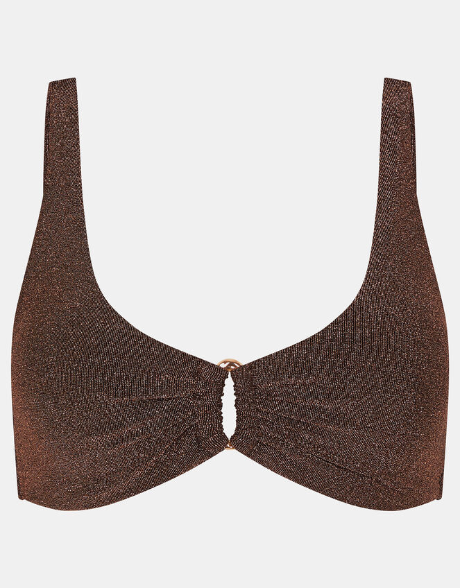 Shimmer Bikini Top, Brown (CHOCOLATE), large