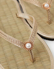 Sun Seagrass Flip Flops, Gold (GOLD), large