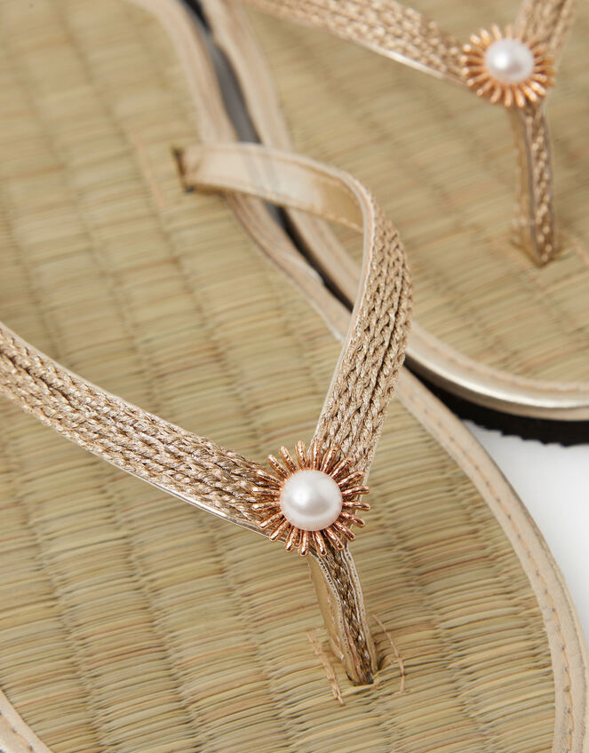 Sun Seagrass Flip Flops, Gold (GOLD), large