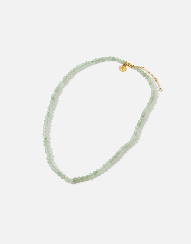14ct Gold-Plated Aventurine Healing Stone Beaded Necklace, , large