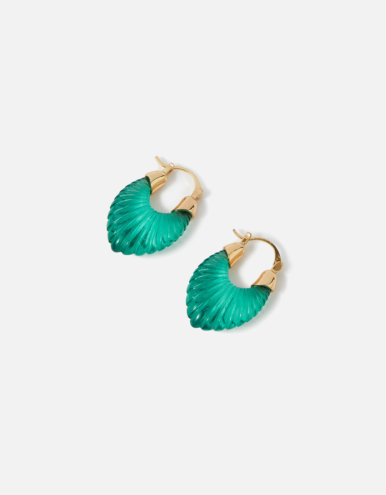 Chunky Resin Oval Hoop Earrings Green