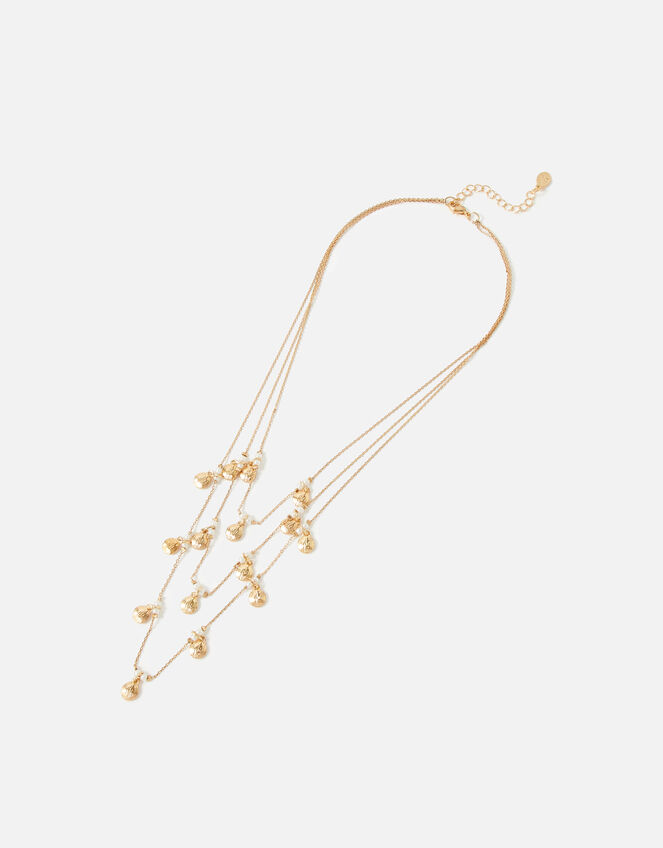 Blue Harvest Pearl Drop Multirow Necklace, , large
