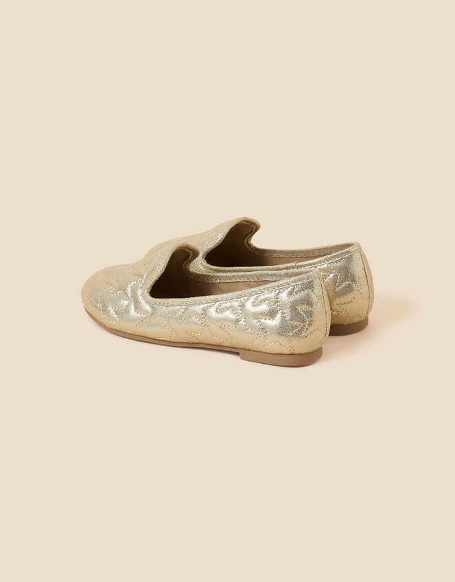 Girls Quilted Slipper Shoes, Gold (GOLD), large