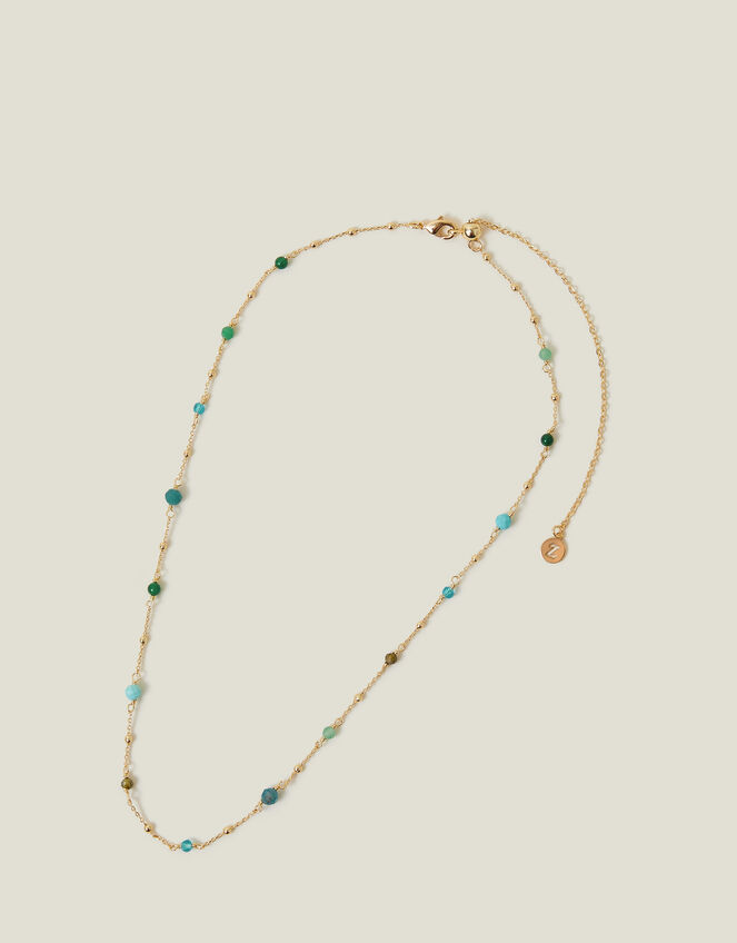 14ct Gold-Plated Beaded Station Necklace, , large