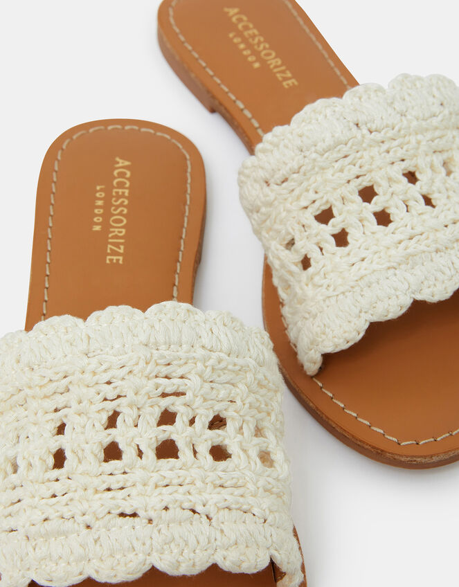 Crochet Sliders Cream, Cream (CREAM), large