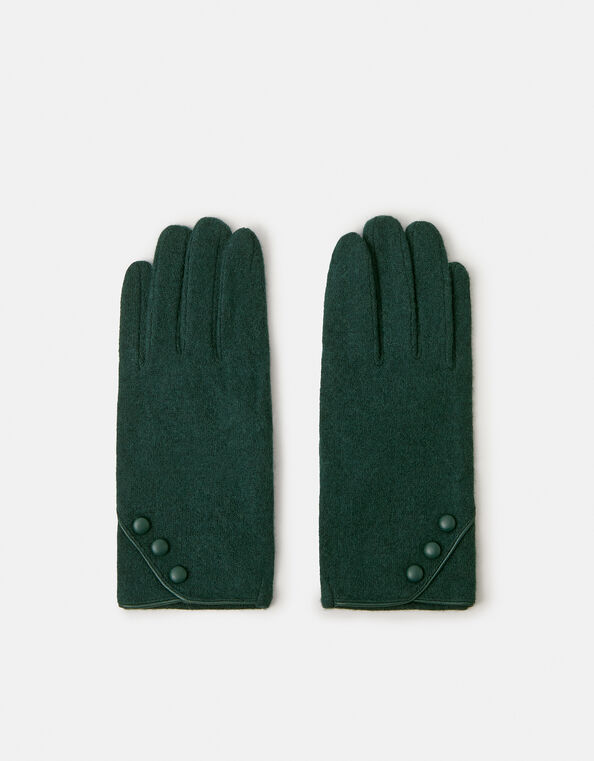 Plain Wool Gloves, Green (GREEN), large