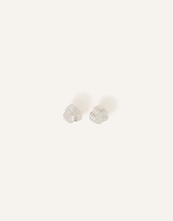 Sterling Silver-Plated Twist Knot Studs , , large