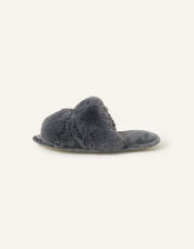 Faux Fur Double Band Sliders, Grey (GREY), large