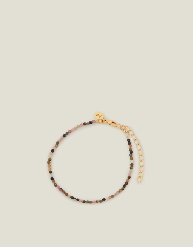 14ct Gold-Plated Tourmaline Beaded Bracelet, , large