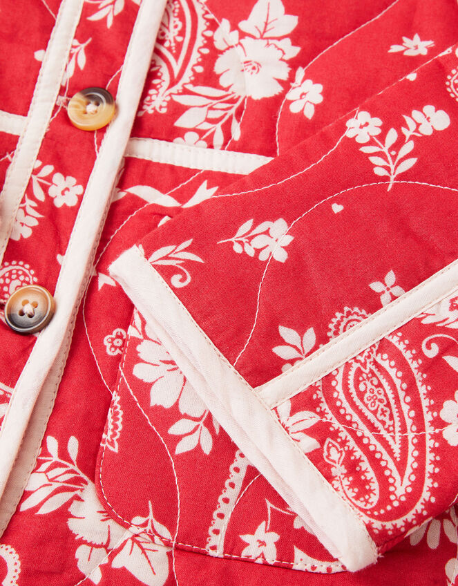 Girls Paisley Print Quilted Jacket, Red (RED), large