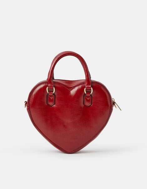 Patent Faux Leather Heart Crossbody Bag, , large