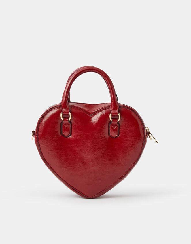 Patent Faux Leather Heart Crossbody Bag, , large