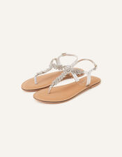 Diamante Leaf Embellished Sandals, White (CRYSTAL), large