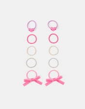 10-Pack Girls Bow & Heart Hair Bands, , large