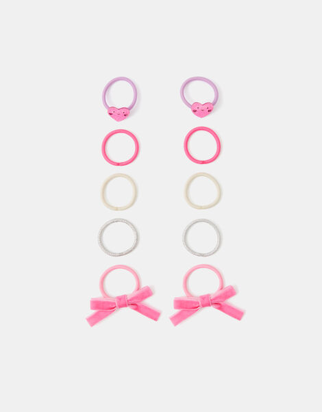 10-Pack Girls Bow & Heart Hair Bands, , large