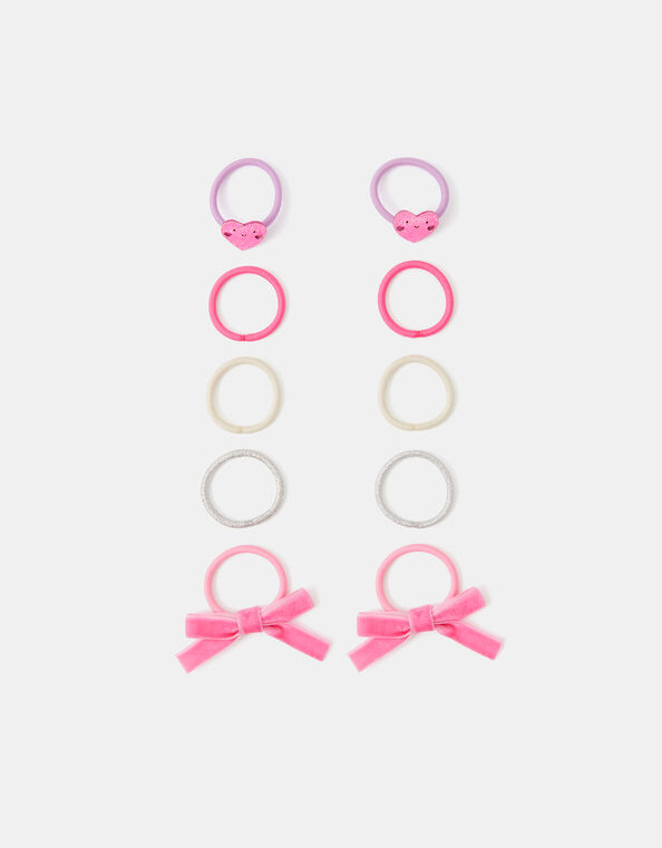 10-Pack Girls Bow & Heart Hair Bands, , large