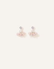 Sterling Silver-Plated Pearl Cluster Earrings, , large