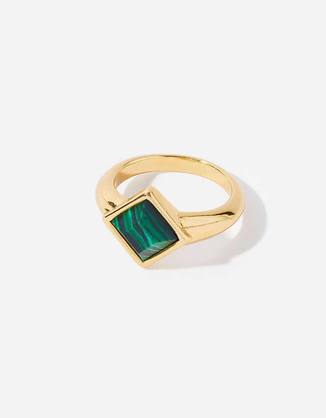 Gold-Plated Malachite Ring, Gold (GOLD), large