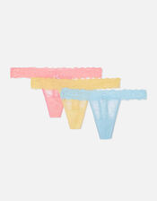 Lace Thongs Set of Three, Multi (PASTEL-MULTI), large