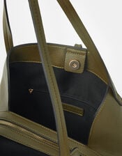 Slouchy Tassel Charm Shoulder Bag, Green (OLIVE), large