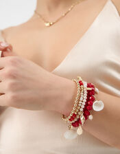 4-Pack Chunky Beaded Charm Bracelets, , large