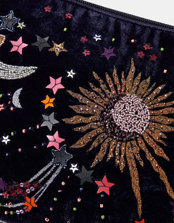 Celestial Embellished Velvet Pouch, , large