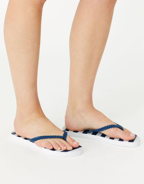 Stripe Flip Flops, Blue (NAVY), large