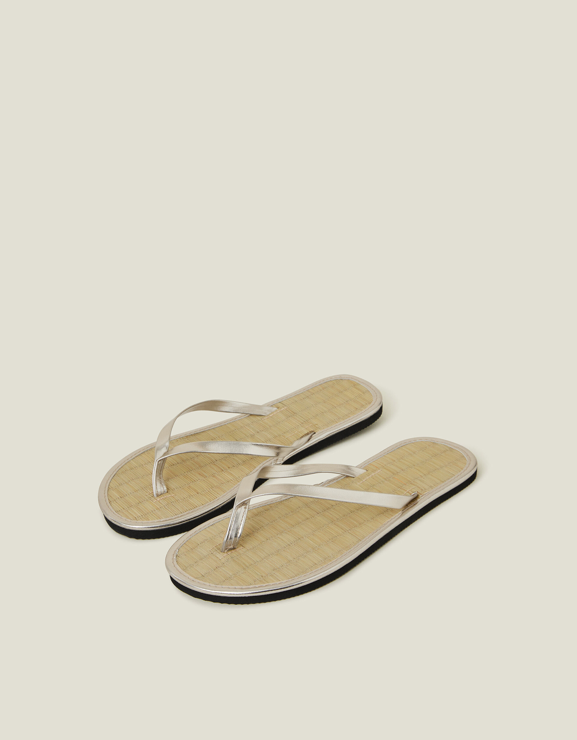 Plain Seagrass Flip Flops Gold Flip flops Accessorize UK