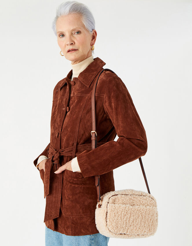 Faux Shearling Cross-Body Bag, , large