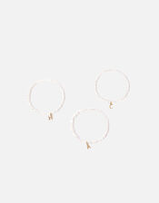 14ct Gold-Plated Initial Pearl Stretch Bracelet , Cream (PEARL), large